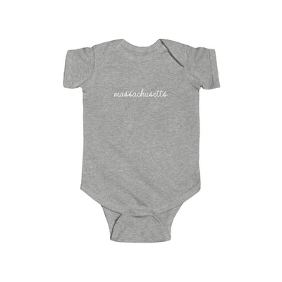 Massachusetts Script Baby Bodysuit Heather / NB (0-3M) - The Northwest Store