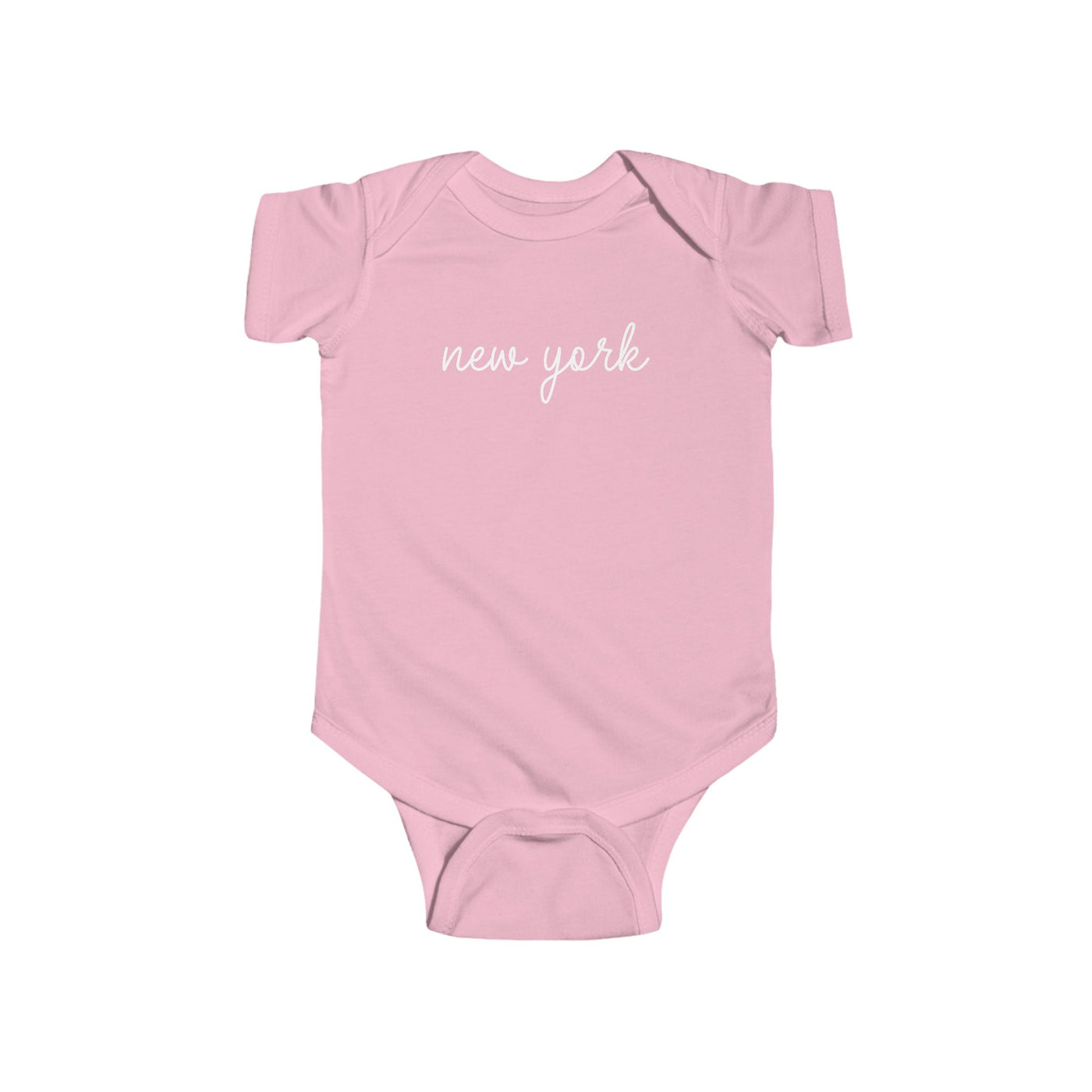 New York Script Baby Bodysuit Pink / NB (0-3M) - The Northwest Store