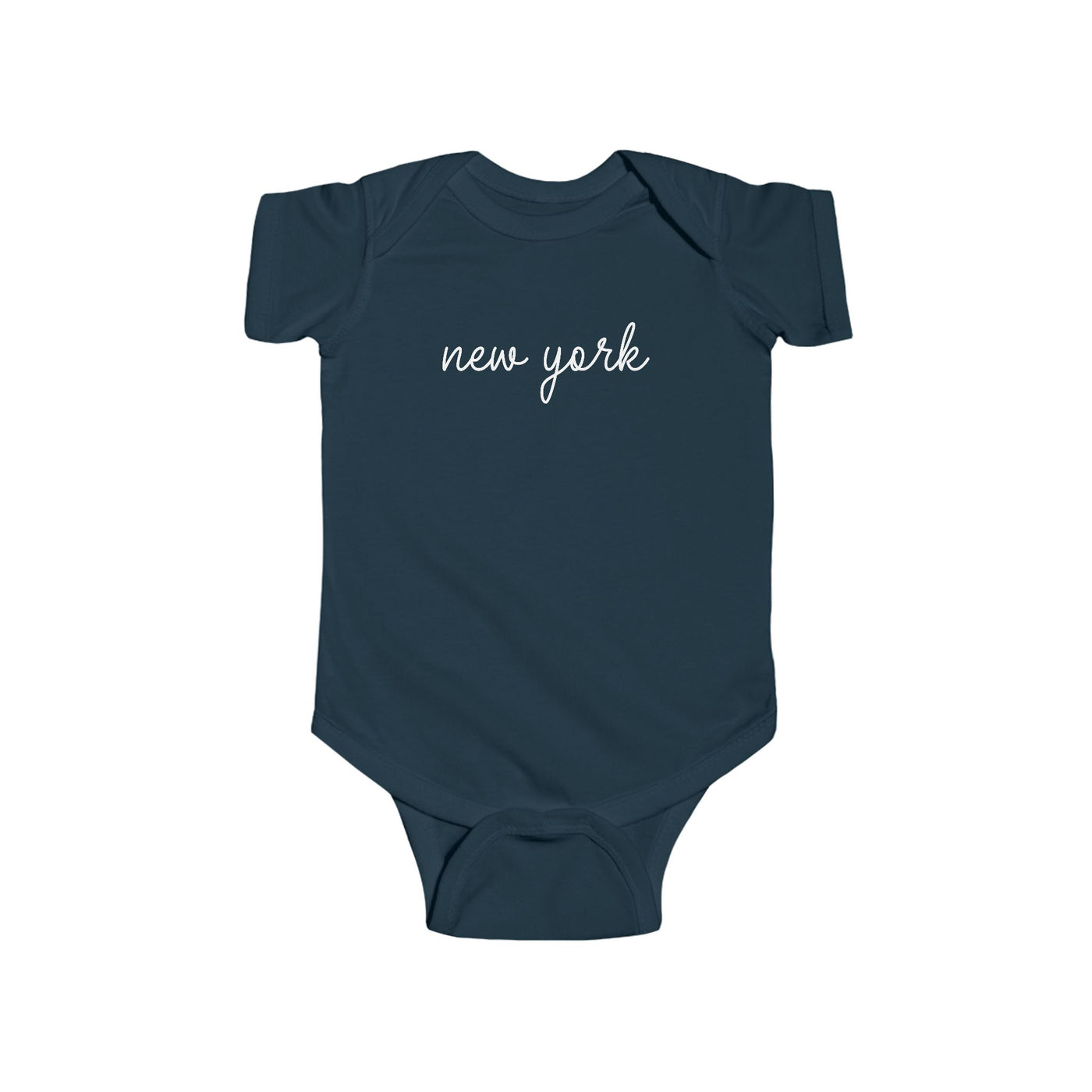 New York Script Baby Bodysuit Navy / NB (0-3M) - The Northwest Store