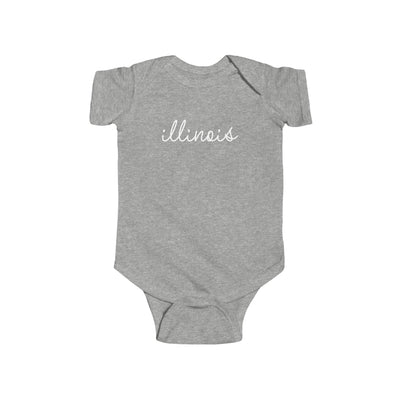 Illinois Script Baby Bodysuit Heather / NB (0-3M) - The Northwest Store