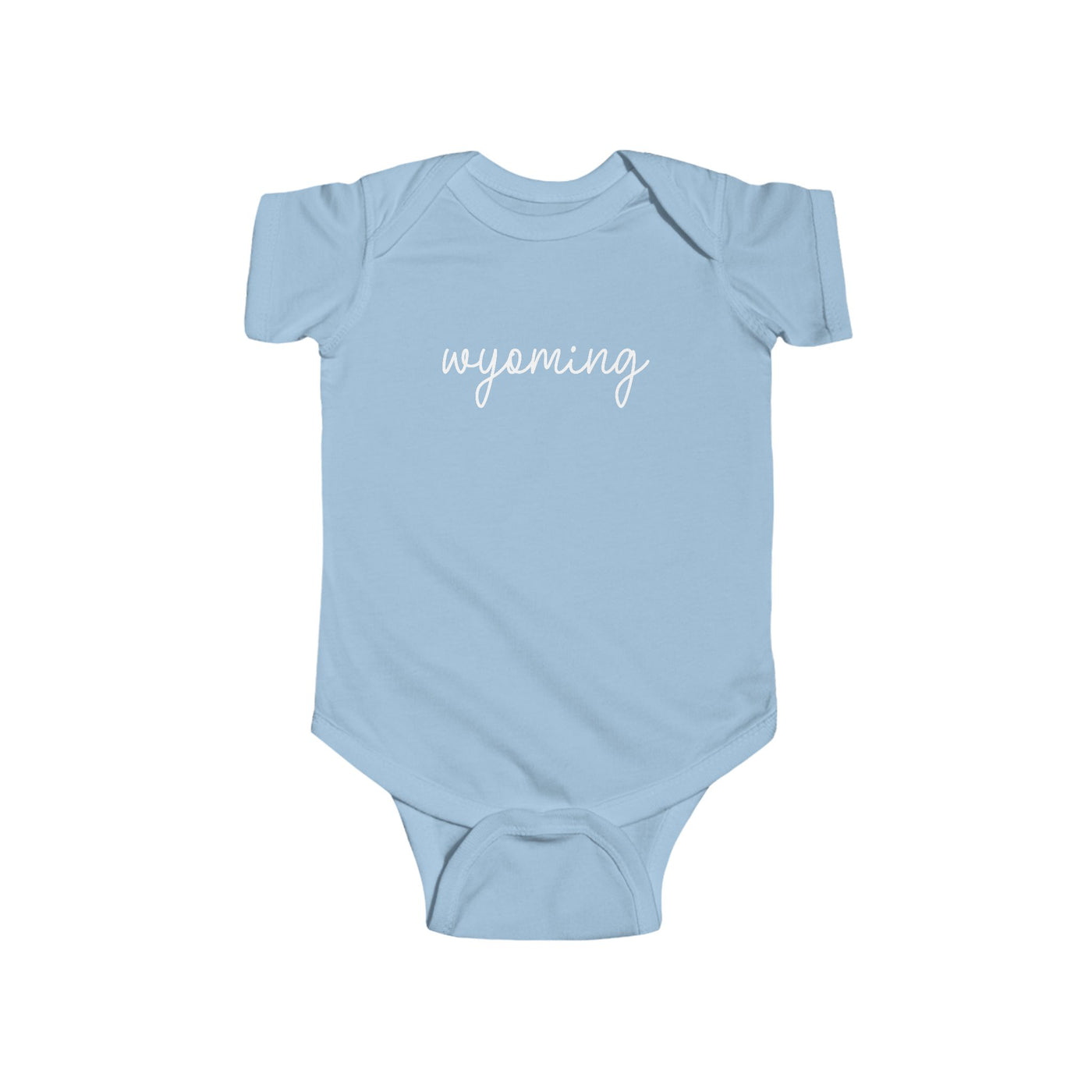 Wyoming Script Baby Bodysuit Light Blue / NB (0-3M) - The Northwest Store