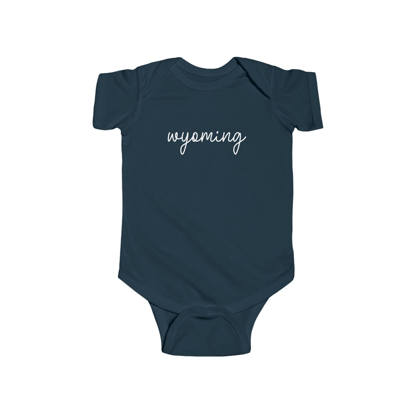 Wyoming Script Baby Bodysuit Navy / NB (0-3M) - The Northwest Store