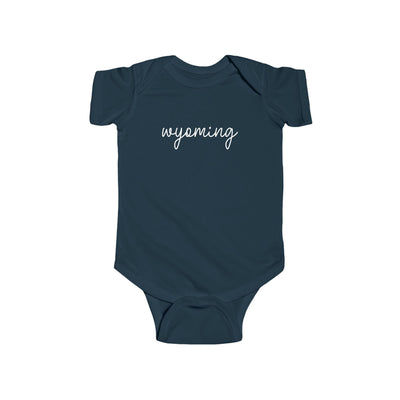 Wyoming Script Baby Bodysuit Navy / NB (0-3M) - The Northwest Store