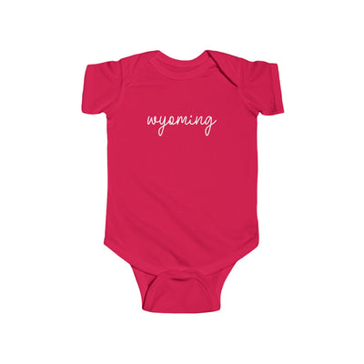 Wyoming Script Baby Bodysuit Red / NB (0-3M) - The Northwest Store