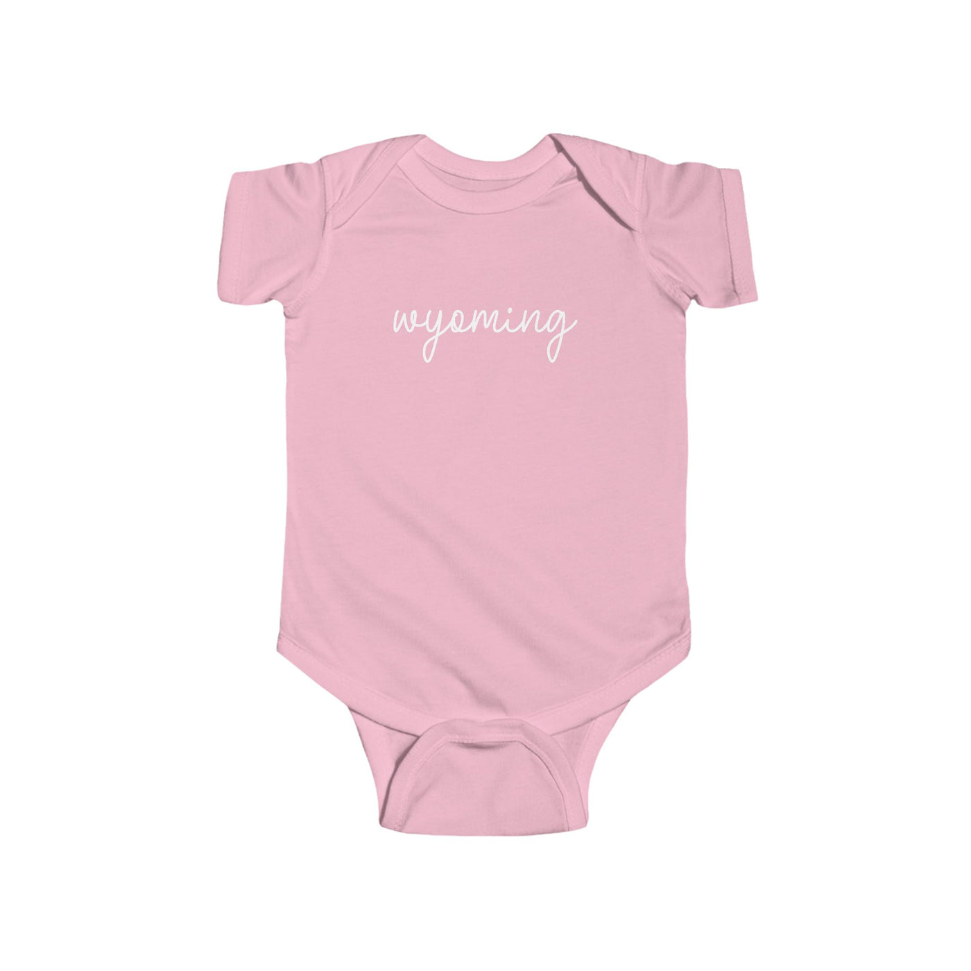 Wyoming Script Baby Bodysuit Pink / NB (0-3M) - The Northwest Store