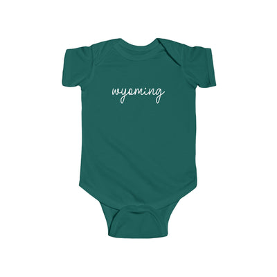 Wyoming Script Baby Bodysuit Forest / NB (0-3M) - The Northwest Store