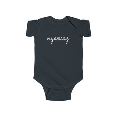 Wyoming Script Baby Bodysuit Black / NB (0-3M) - The Northwest Store