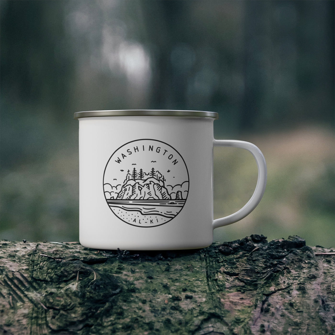Washington State Motto Enamel Camping Mug