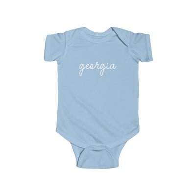 Georgia Script Baby Bodysuit Light Blue / NB (0-3M) - The Northwest Store