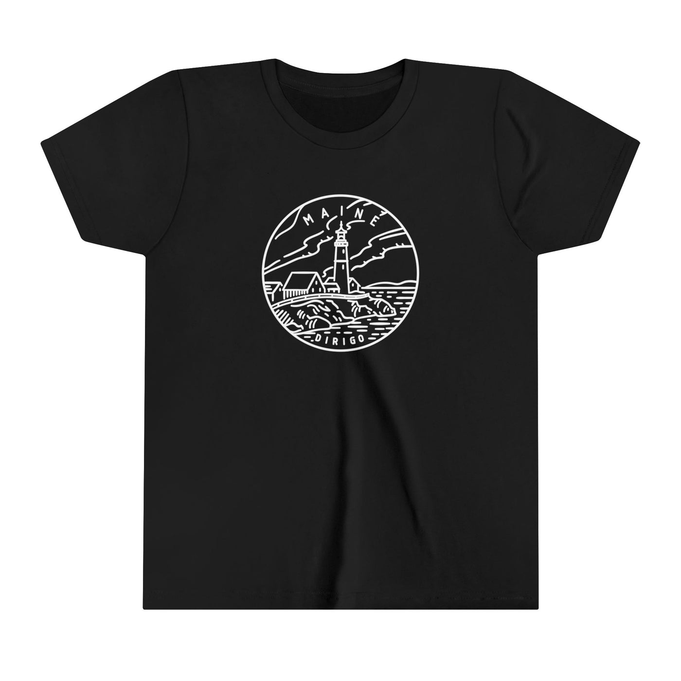 Maine State Motto Kids T-Shirt Black / S - The Northwest Store