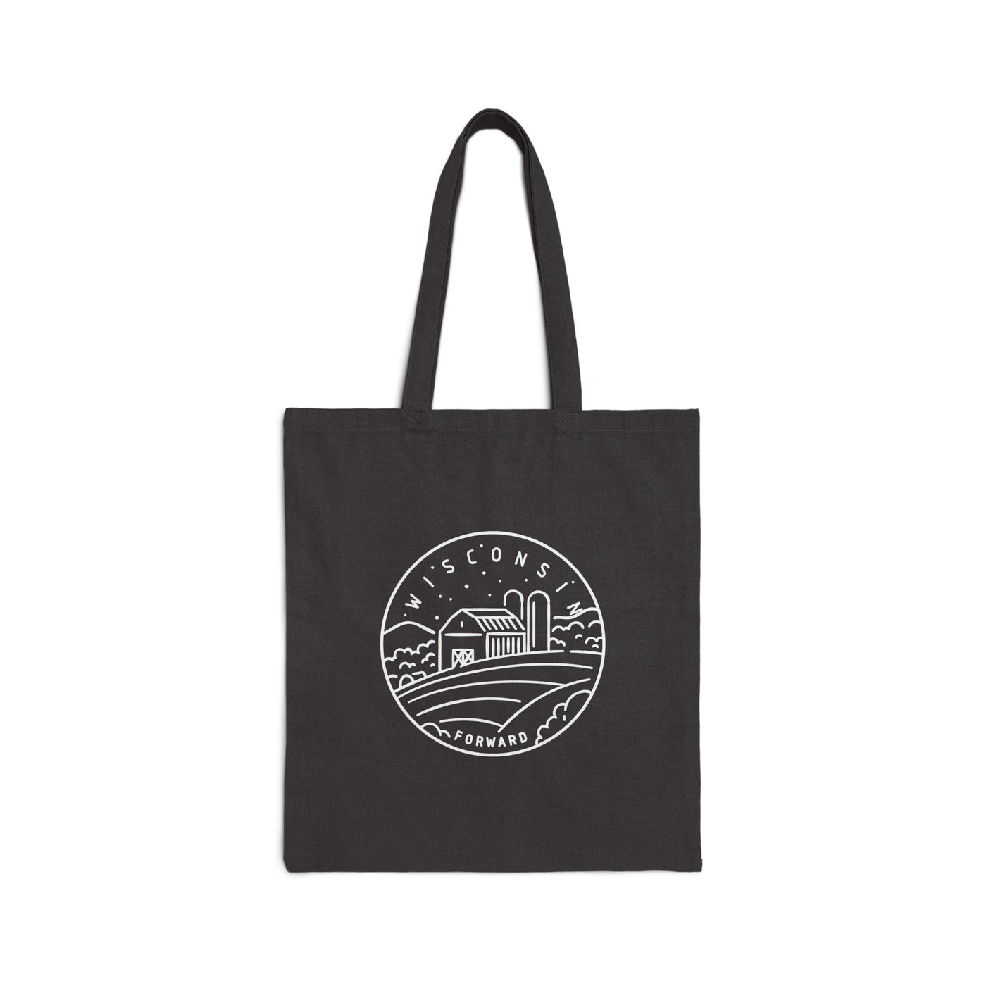 Wisconsin State Motto Tote Bag Black / 15" x 16" - The Northwest Store