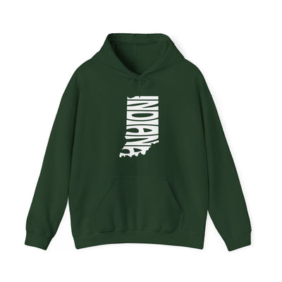 Indiana State Shape Hooded Sweatshirt Forest Green / S - The Northwest Store