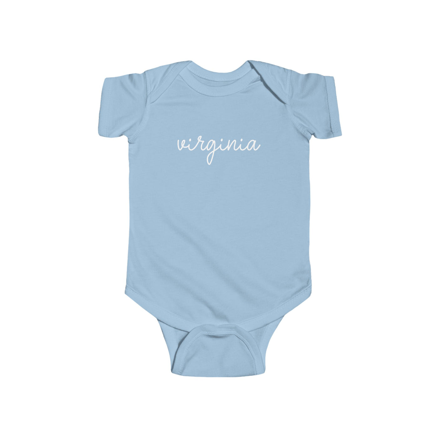 Virginia Script Baby Bodysuit Light Blue / NB (0-3M) - The Northwest Store