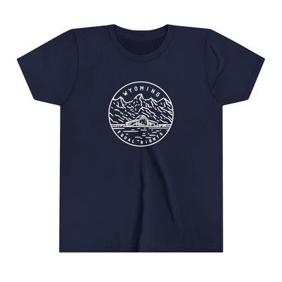 Wyoming State Motto Kids T-Shirt Navy / S - The Northwest Store