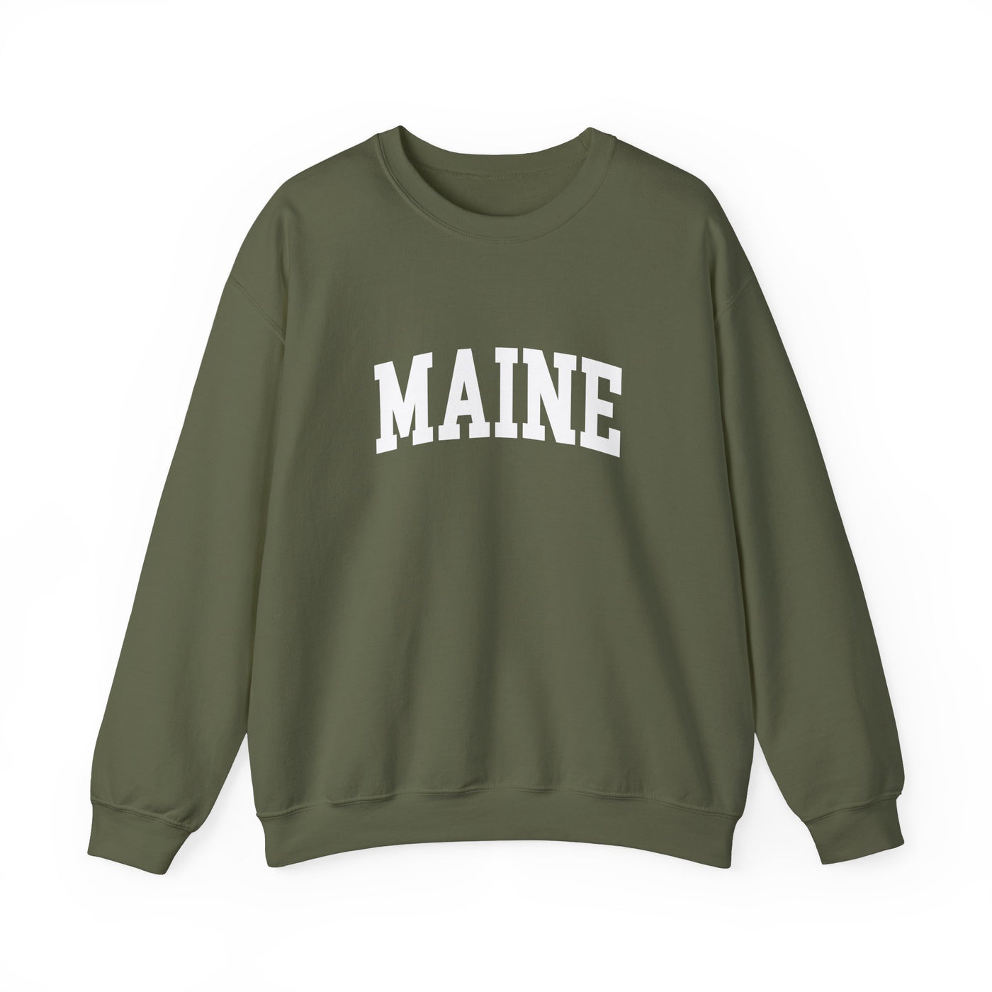 Maine Varsity Crewneck Sweatshirt S / Military Green - The Northwest Store