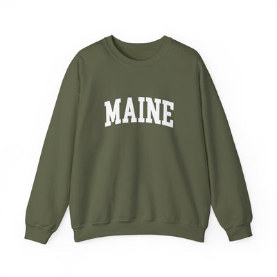 Maine Varsity Crewneck Sweatshirt S / Military Green - The Northwest Store