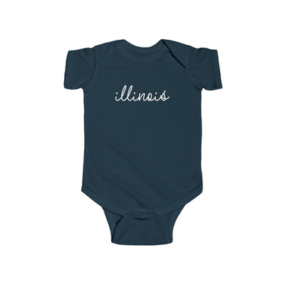 Illinois Script Baby Bodysuit Navy / NB (0-3M) - The Northwest Store