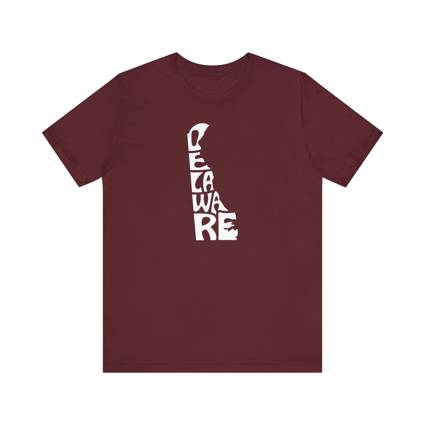 Delaware State Shape Unisex T-Shirt Maroon / XS - The Northwest Store