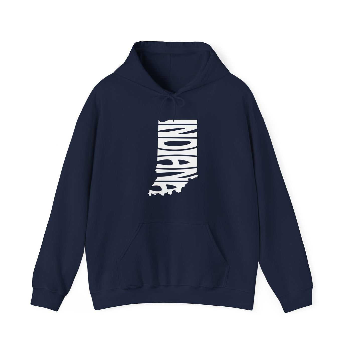 Indiana State Shape Hooded Sweatshirt Navy / S - The Northwest Store