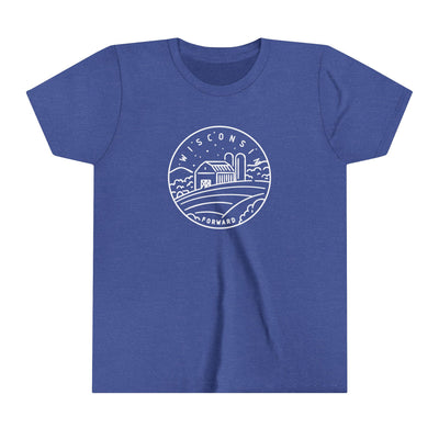 Wisconsin State Motto Kids T-Shirt Heather True Royal / S - The Northwest Store