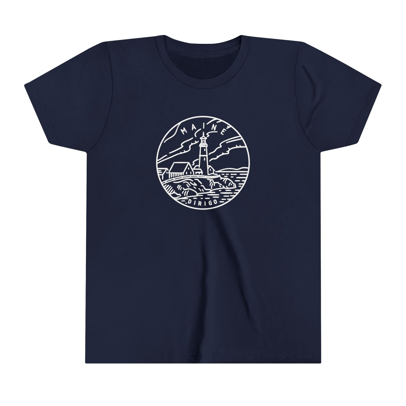 Maine State Motto Kids T-Shirt Navy / S - The Northwest Store