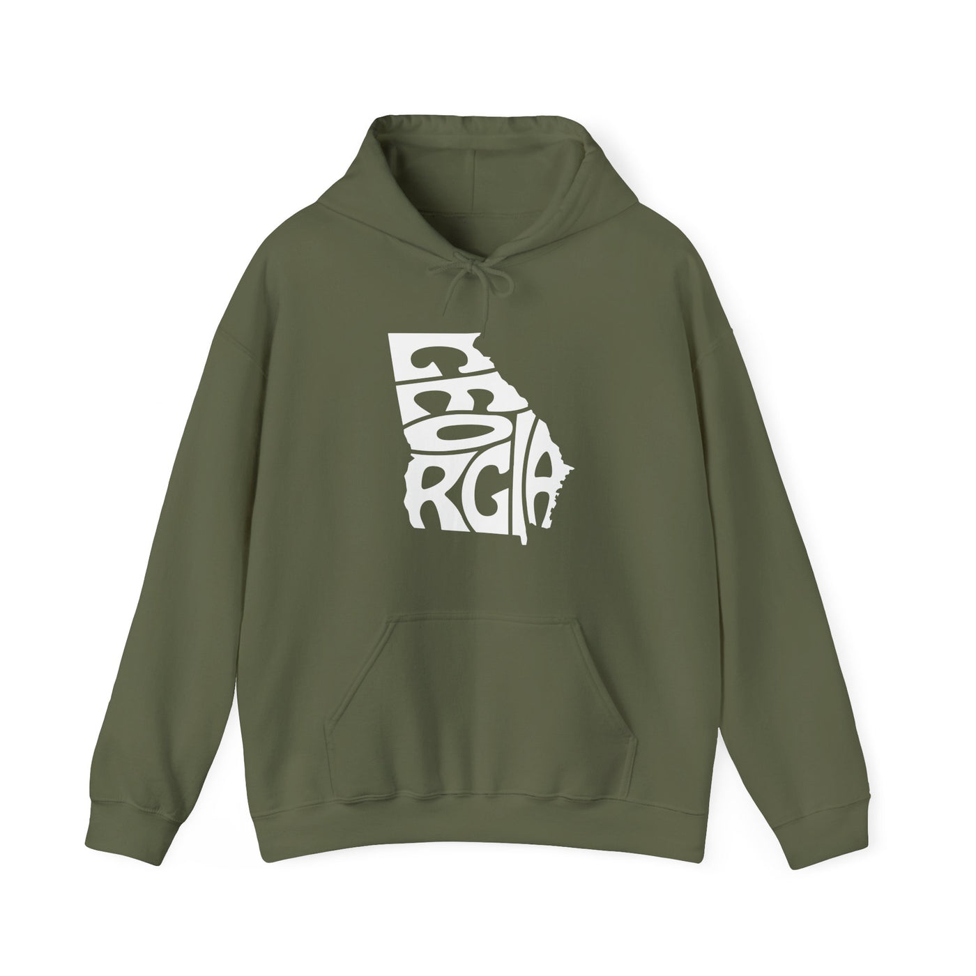 Georgia State Shape Hooded Sweatshirt Military Green / S - The Northwest Store