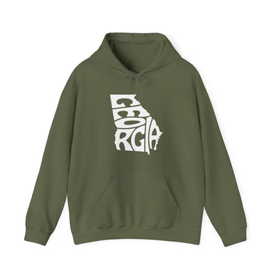 Georgia State Shape Hooded Sweatshirt Military Green / S - The Northwest Store