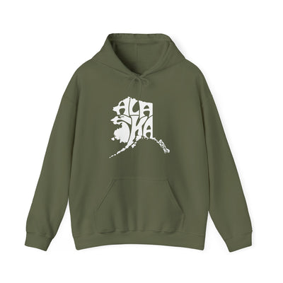 Alaska State Shape Hooded Sweatshirt Military Green / S - The Northwest Store