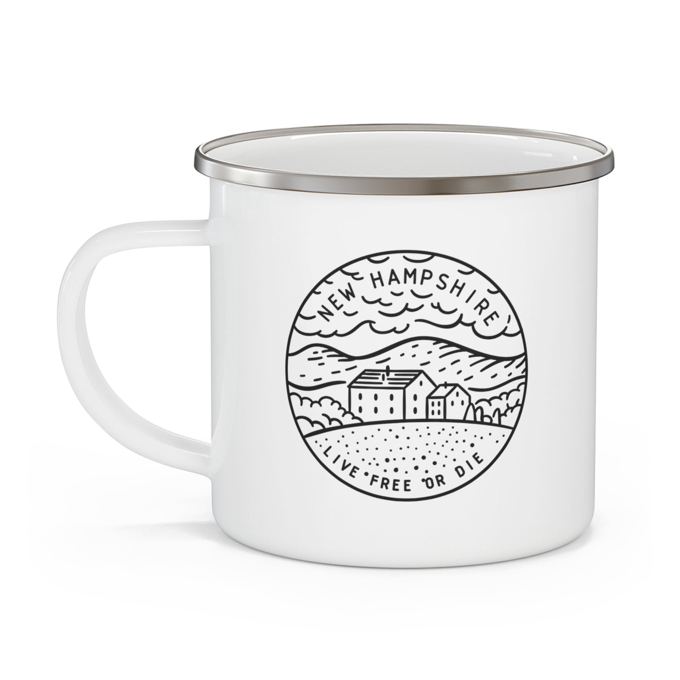 New Hampshire State Motto Enamel Camping Mug