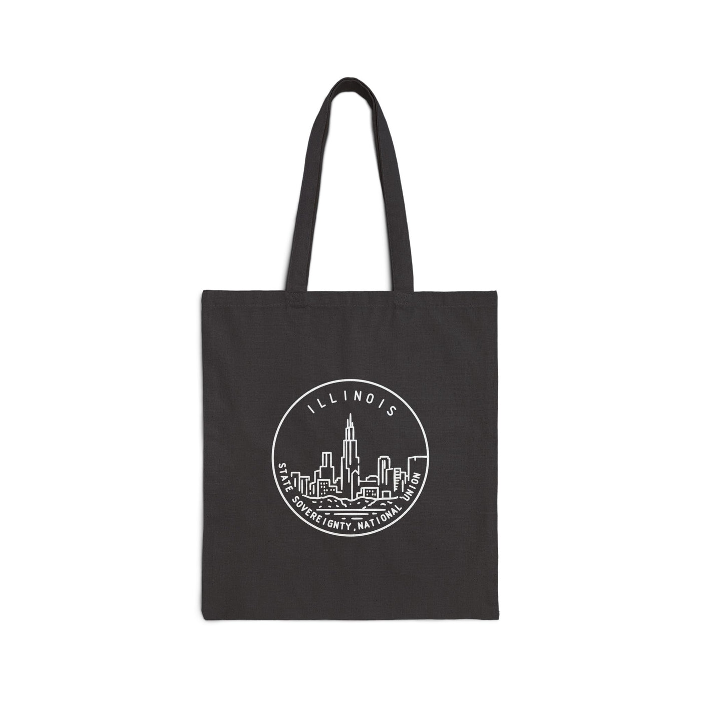 Illinois State Motto Tote Bag Black / 15" x 16" - The Northwest Store