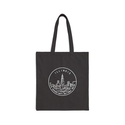 Illinois State Motto Tote Bag Black / 15" x 16" - The Northwest Store