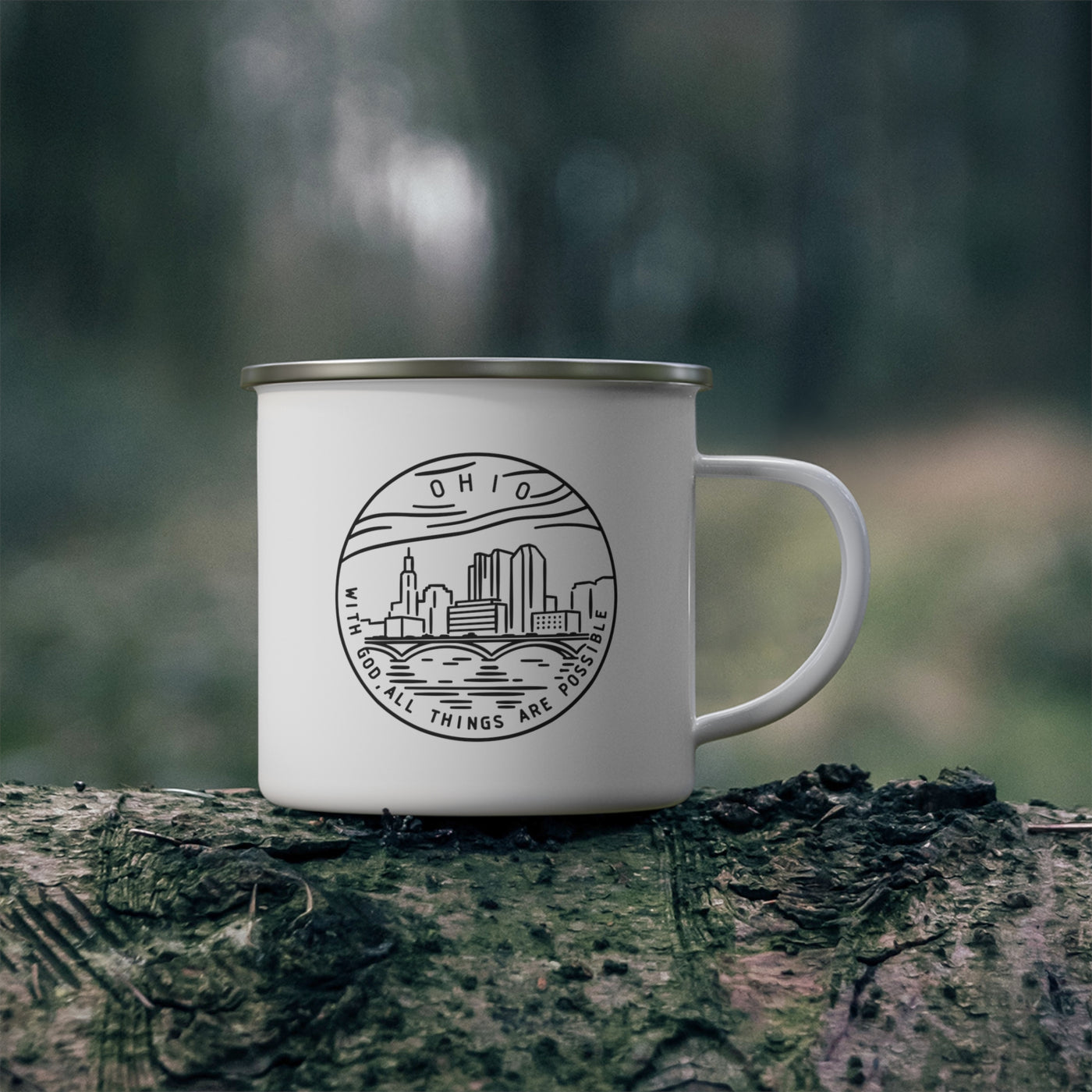Ohio State Motto Enamel Camping Mug
