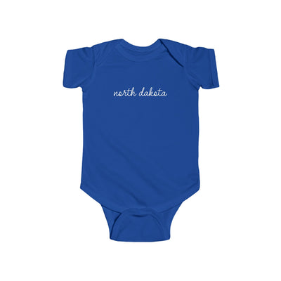 North Dakota Script Baby Bodysuit Royal / NB (0-3M) - The Northwest Store