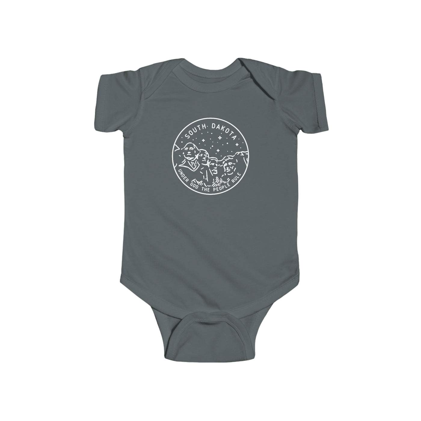 South Dakota State Motto Baby Bodysuit Charcoal / NB (0-3M) - The Northwest Store