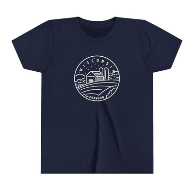 Wisconsin State Motto Kids T-Shirt Navy / S - The Northwest Store