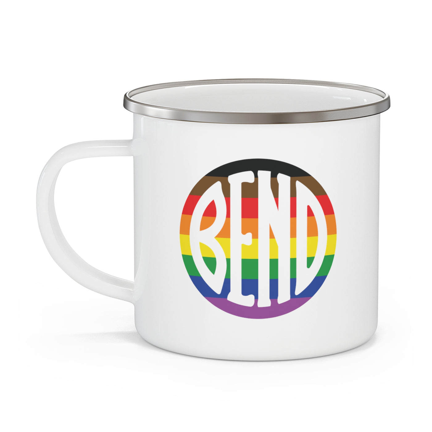 Bend Oregon Rainbow Enamel Campfire Mug