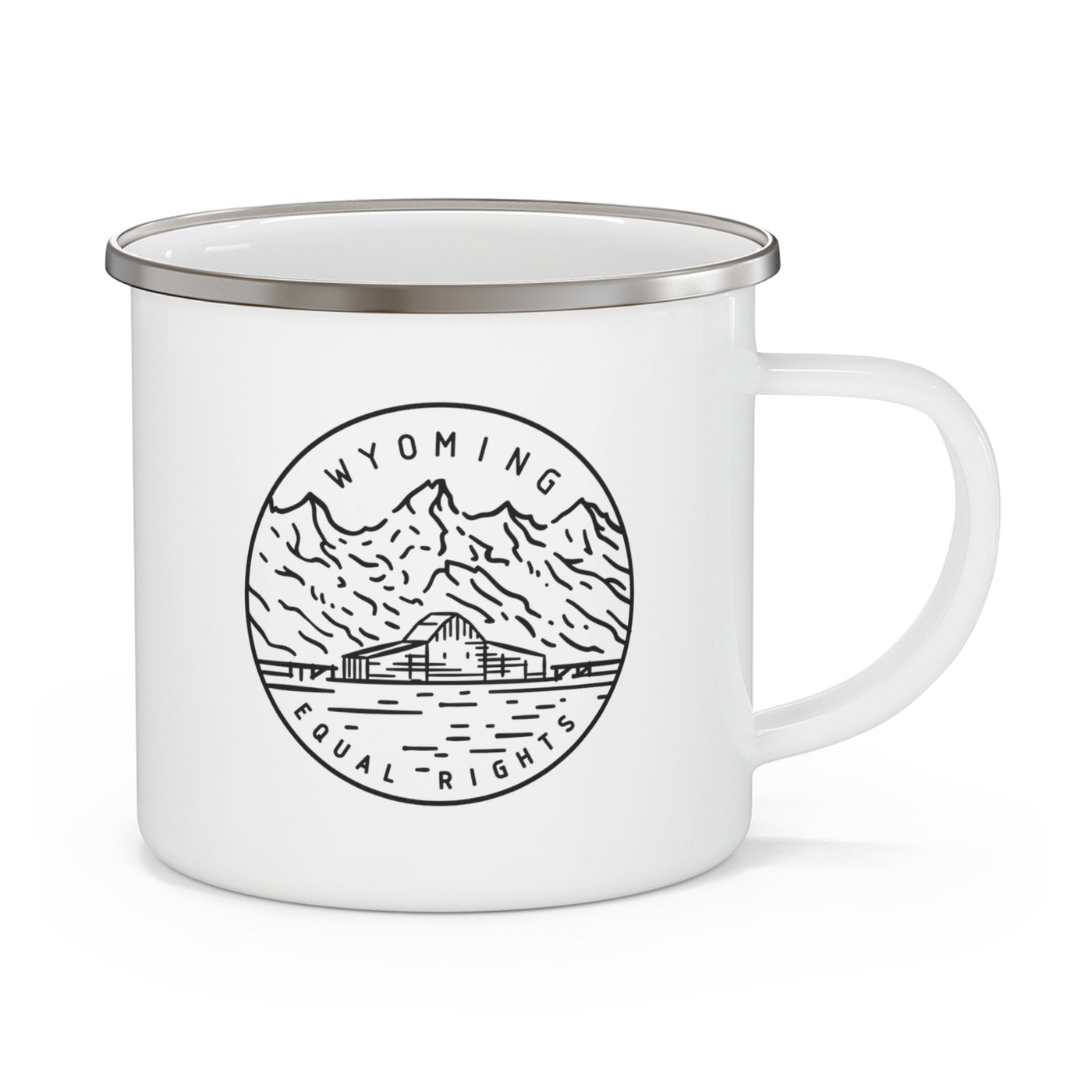 Wyoming State Motto Enamel Camping Mug