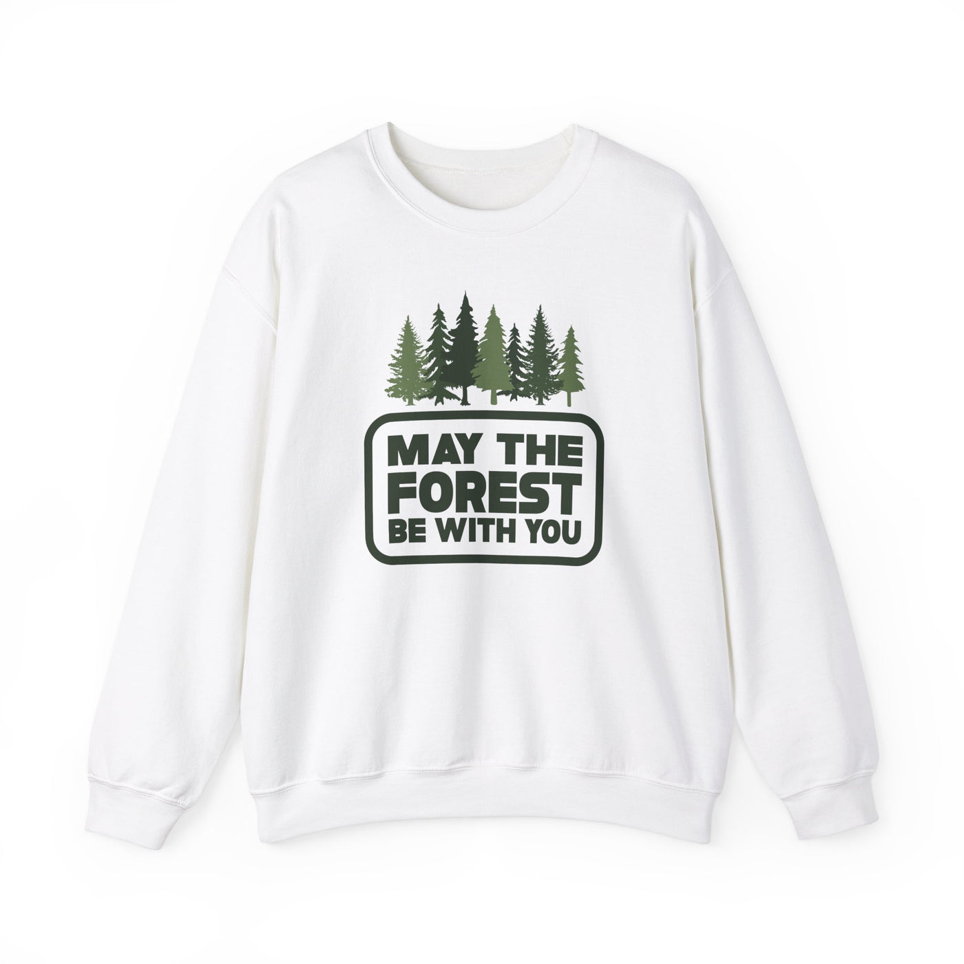 May The Forest Be With You Crewneck Sweatshirt Color White / S - The Northwest Store