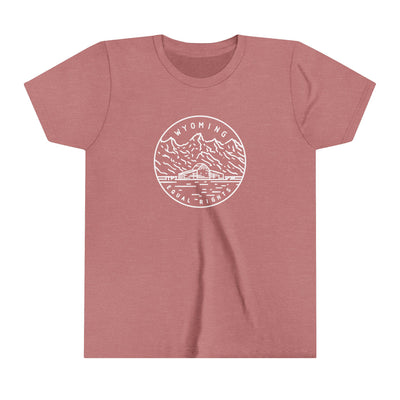 Wyoming State Motto Kids T-Shirt Heather Mauve / S - The Northwest Store