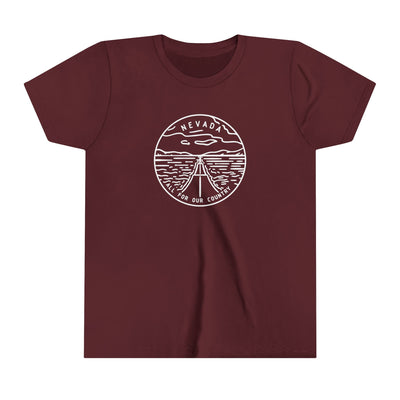 Nevada State Motto Kids T-Shirt Maroon / S - The Northwest Store