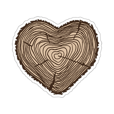 Tree Rings Heart Sticker