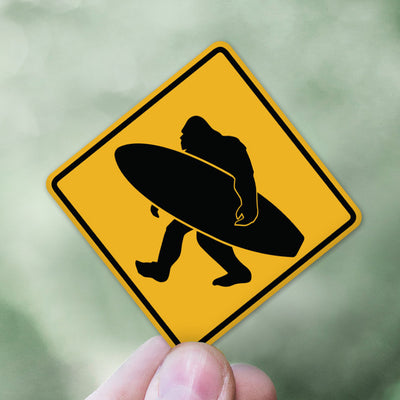 Sasquatch Surfer Crossing Sticker