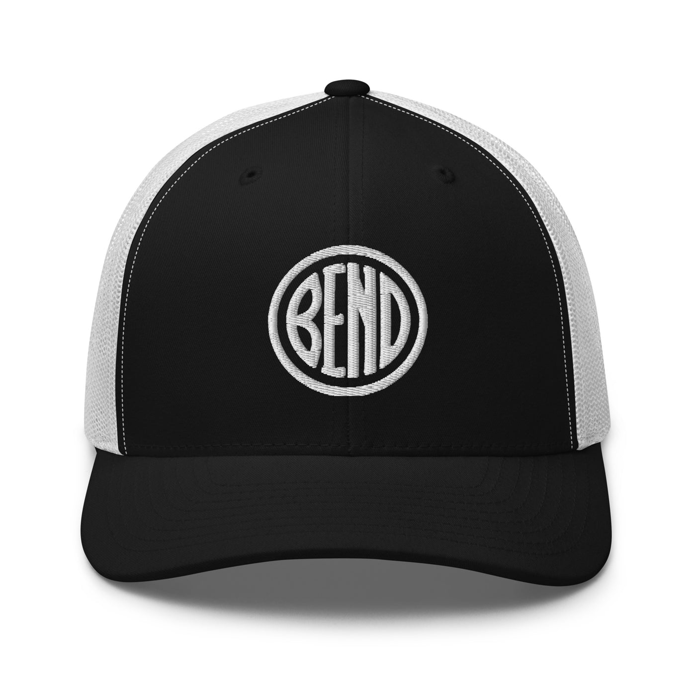 Bend Oregon Trucker Cap Black/ White - The Northwest Store