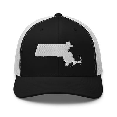 Massachusetts Trucker Cap Black/ White - The Northwest Store