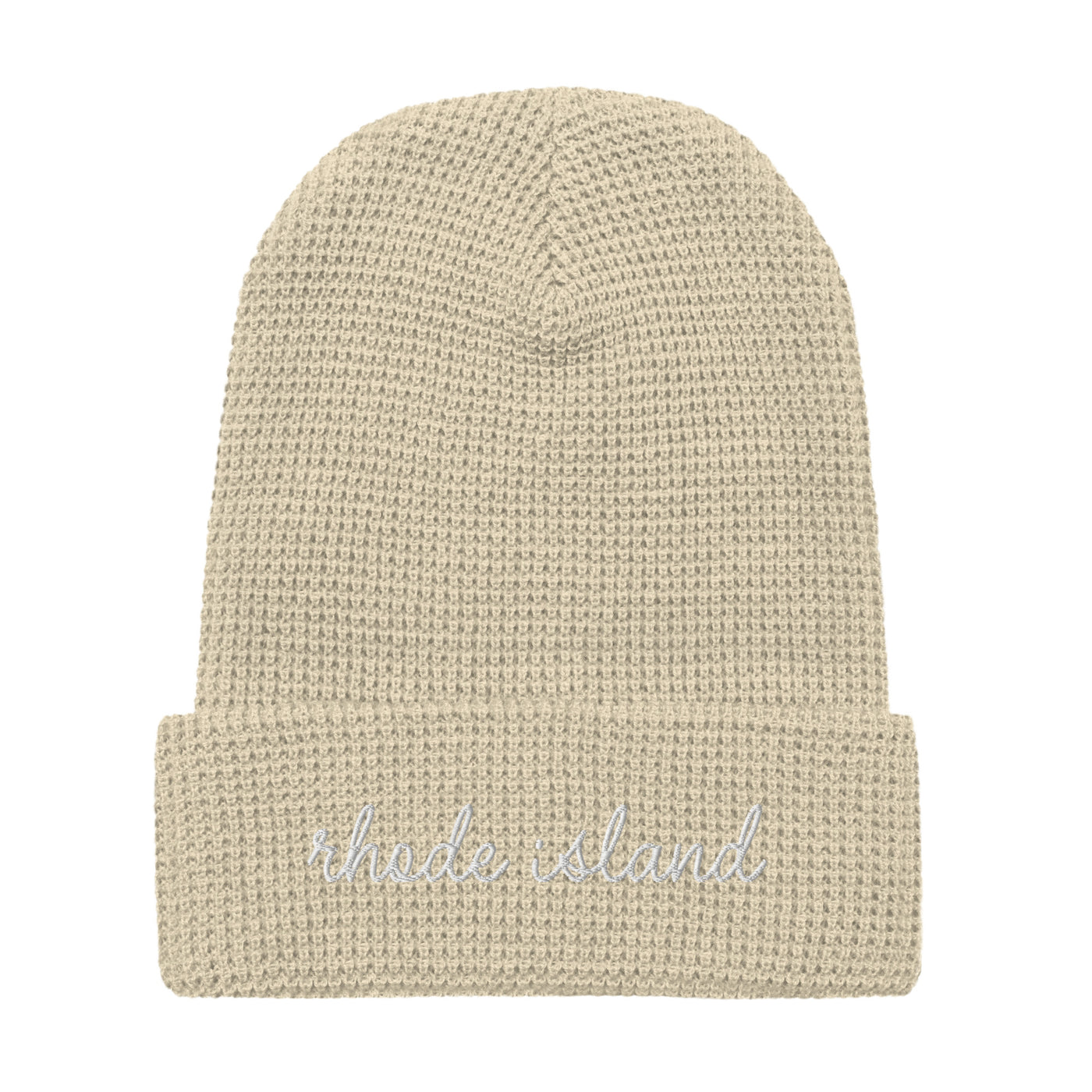 Rhode Island Script Waffle Knit Beanie