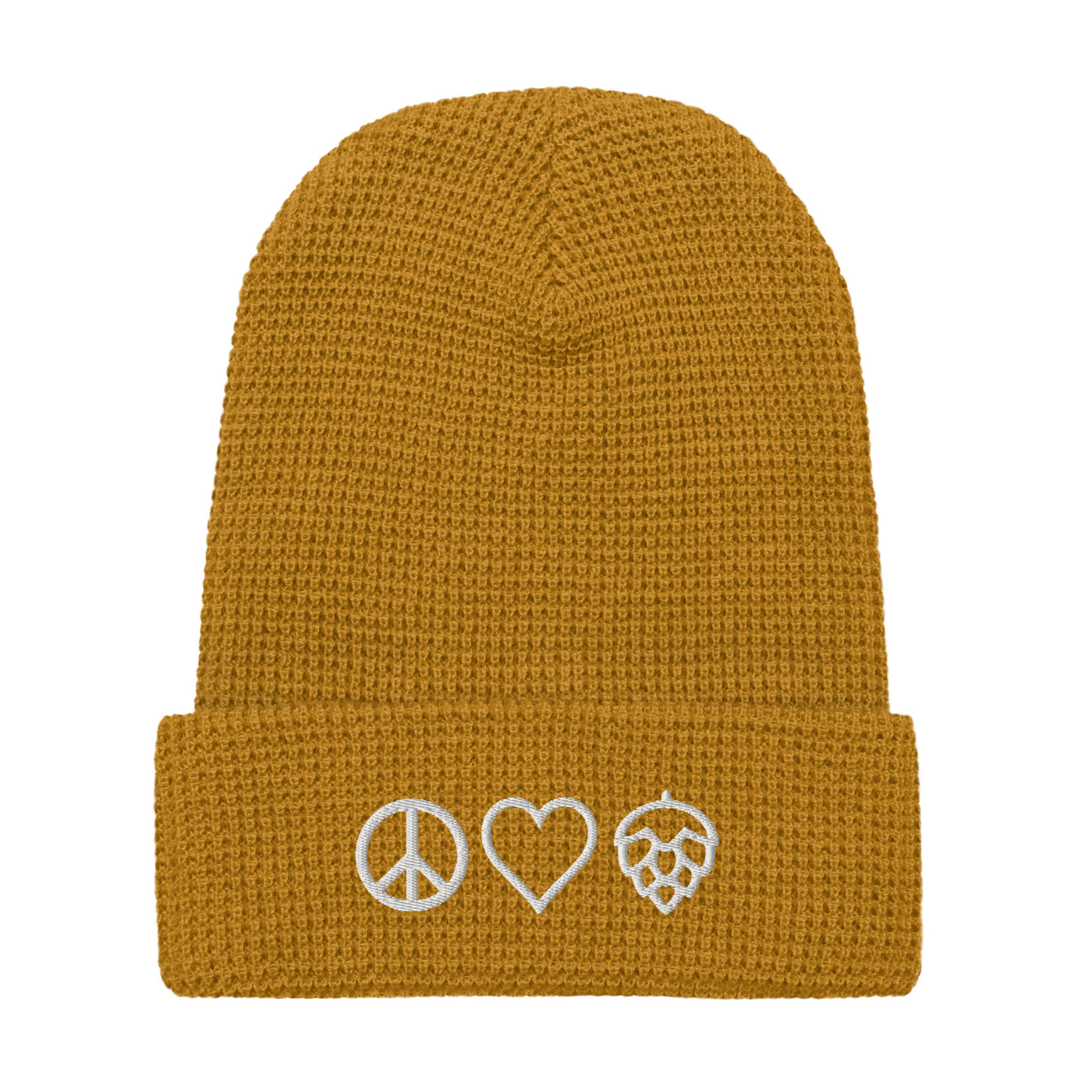 Peace Love And Hops Waffle Knit Beanie