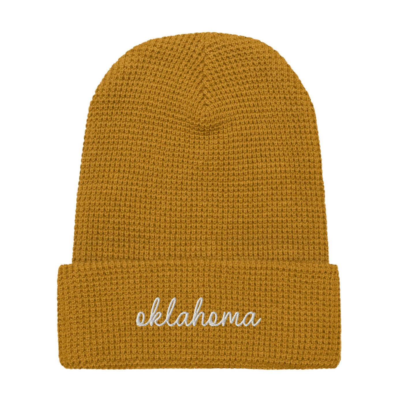 Oklahoma Script Waffle Knit Beanie