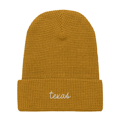 Texas Script Waffle Knit Beanie Camel - The Northwest Store