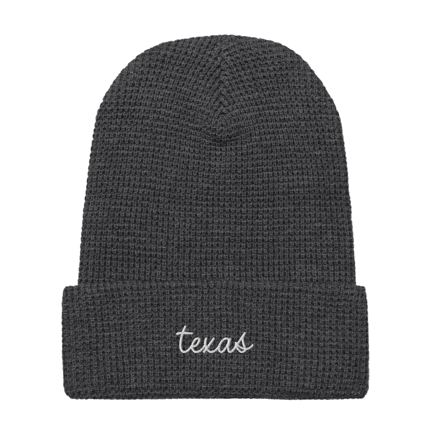 Texas Script Waffle Knit Beanie Heather Charcoal - The Northwest Store