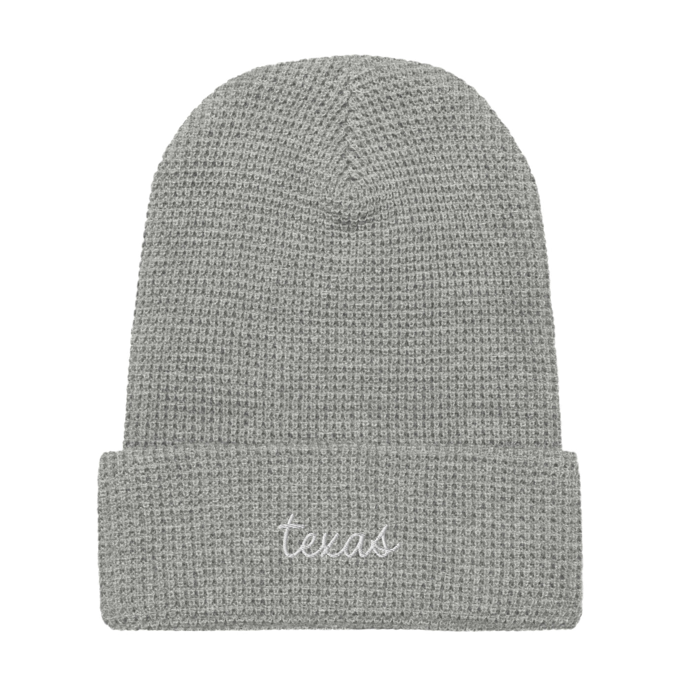 Texas Script Waffle Knit Beanie Heather Grey - The Northwest Store